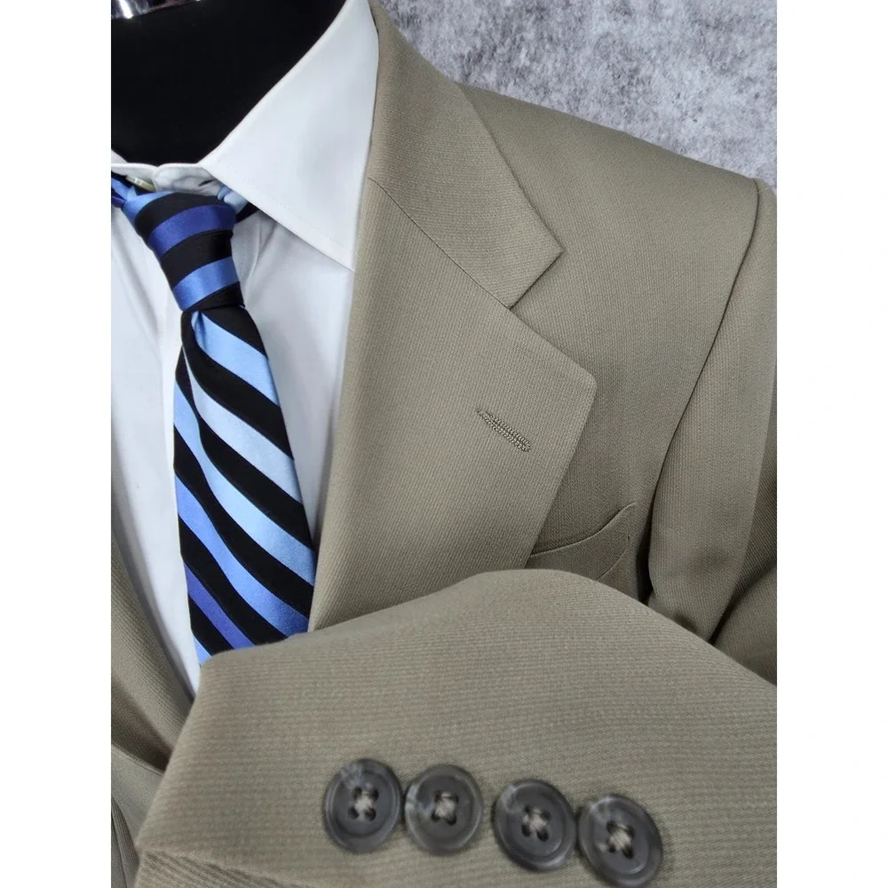 Stafford Blazer Jacket Mens 40R Beige Worsted Wool Blend Sports Coat‎ VTG USA